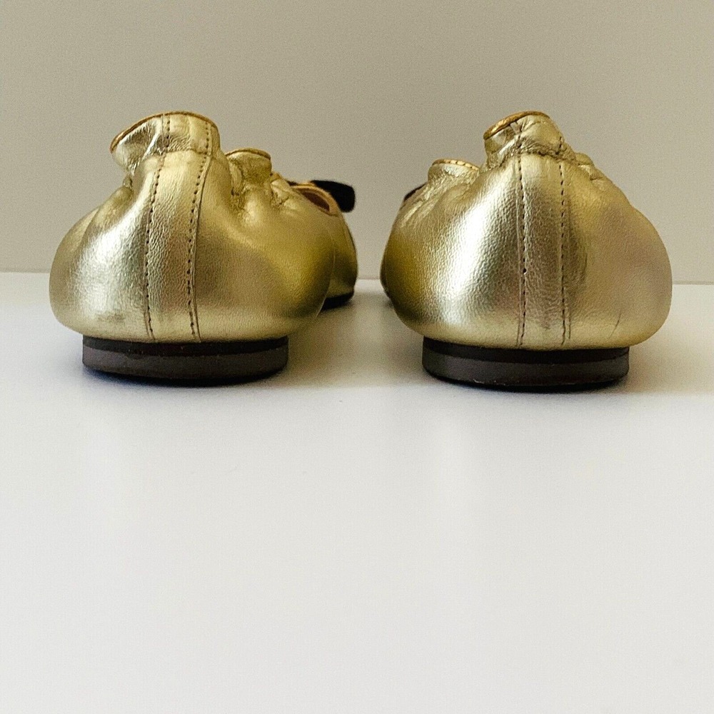 Lilly Pulitzer Lion Knock Knock Leather Ballet Flats‎ Shoes Gold Metallic 6 - Picture 5 of 9